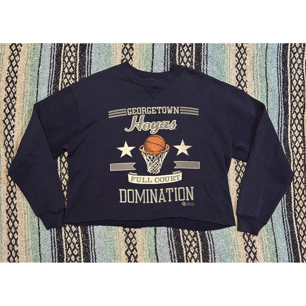 Vintage Georgetown Hoyas 1988 80s Sweatshirt Crop Cropped Men's L Basketball